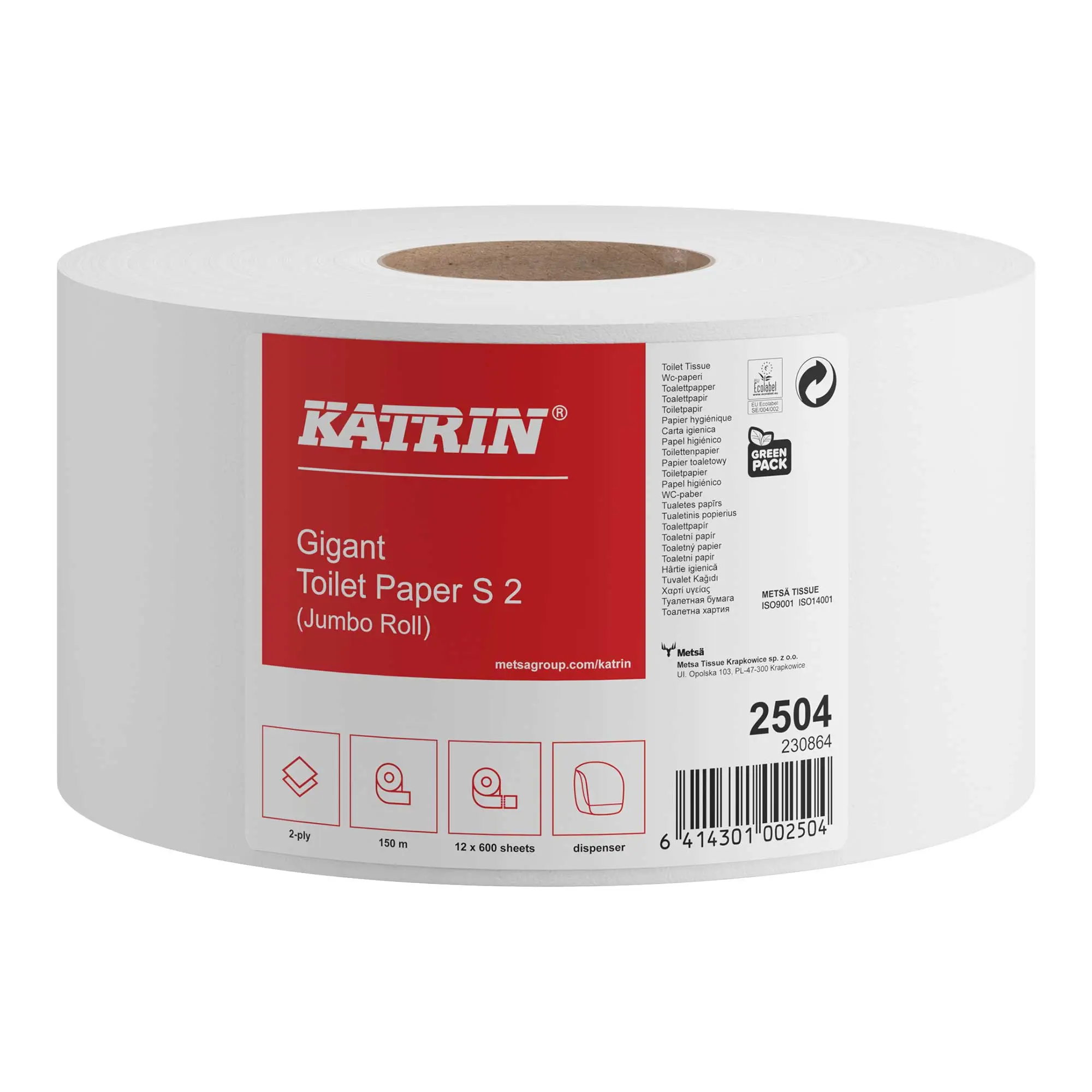 Katrin 2504 Gigant Toilettenpapier S 2 2-lagig 150 m Jumborolle