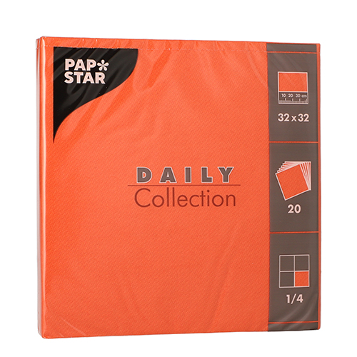 PAPSTAR Servietten "DAILY Collection" 1/4-Falz 32 cm x 32 cm nektarine