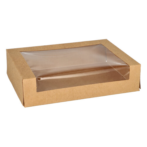 PAPSTAR Sushi-Schalen Pappe, PLA-beschichtet eckig 4,5 cm x 19,5 cm x 14 cm braun