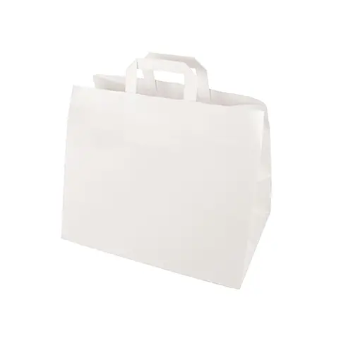 PAPSTAR Tragetaschen, Papier 27 cm x 32 cm x 21,5 cm weiß mit Tragegriff