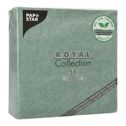 PAPSTAR Servietten "ROYAL Collection" 1/4-Falz 40 cm x 40 cm dunkelgrün in Papierverpackung