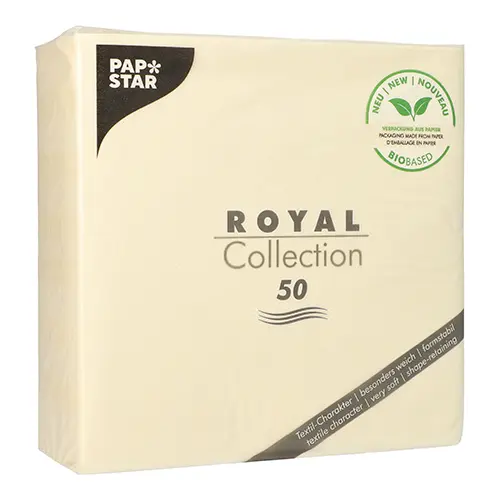 PAPSTAR Servietten "ROYAL Collection" 1/4-Falz 40 cm x 40 cm champagner in Papierverpackung