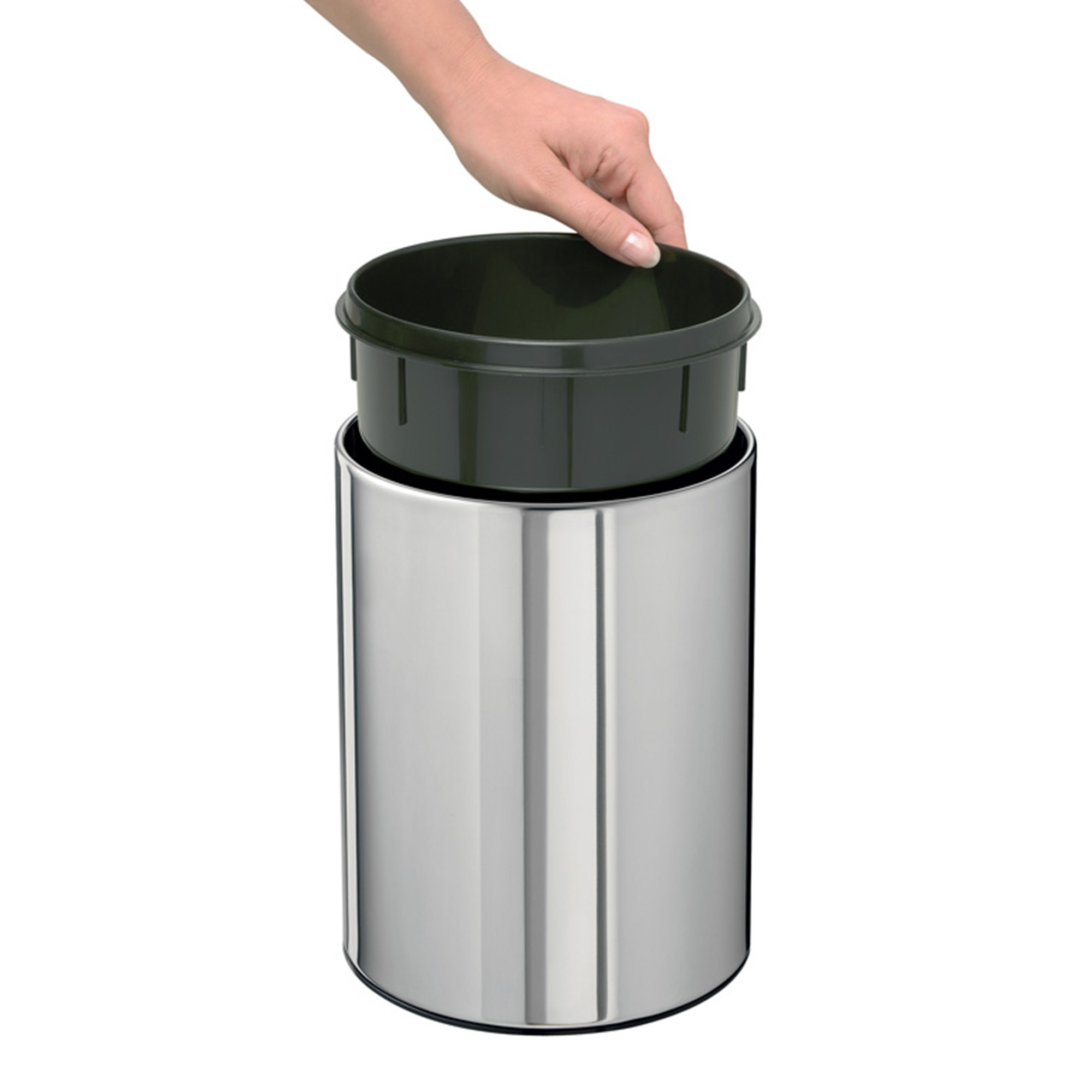 Mülleimer mit Deckel | Metall | 7 Liter | verzinkt und pulverbeschichtet |  Ø21,5cm | mattschwarz
