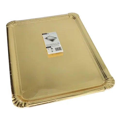 Starpak Servierplatten, Pappe, PET-beschichtet eckig 34 cm x 45,5 cm gold