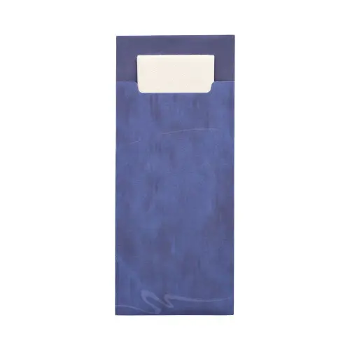 PAPSTAR Bestecktaschen 20 cm x 8,5 cm blau inkl. weißer Serviette 33 x 33 cm 2-lag.