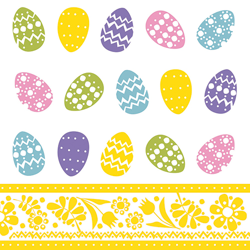 PAPSTAR Servietten, 3-lagig 1/4-Falz 33 cm x 33 cm "Coloured Eggs"