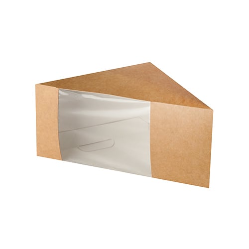 PAPSTAR Sandwichboxen, Pappe mit Sichtfenster aus PLA 12,3 cm x 12,3 cm x 8,2 cm braun