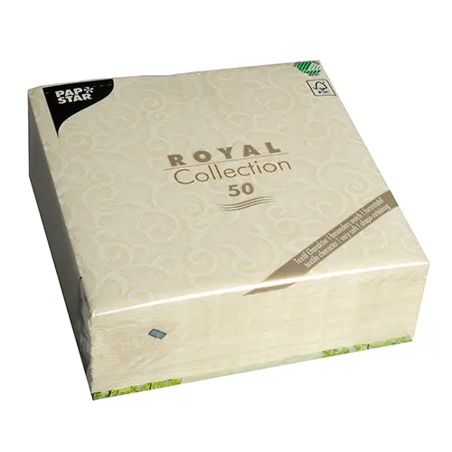 PAPSTAR Servietten "ROYAL Collection" 1/4-Falz 40 cm x 40 cm champagner "Casali"