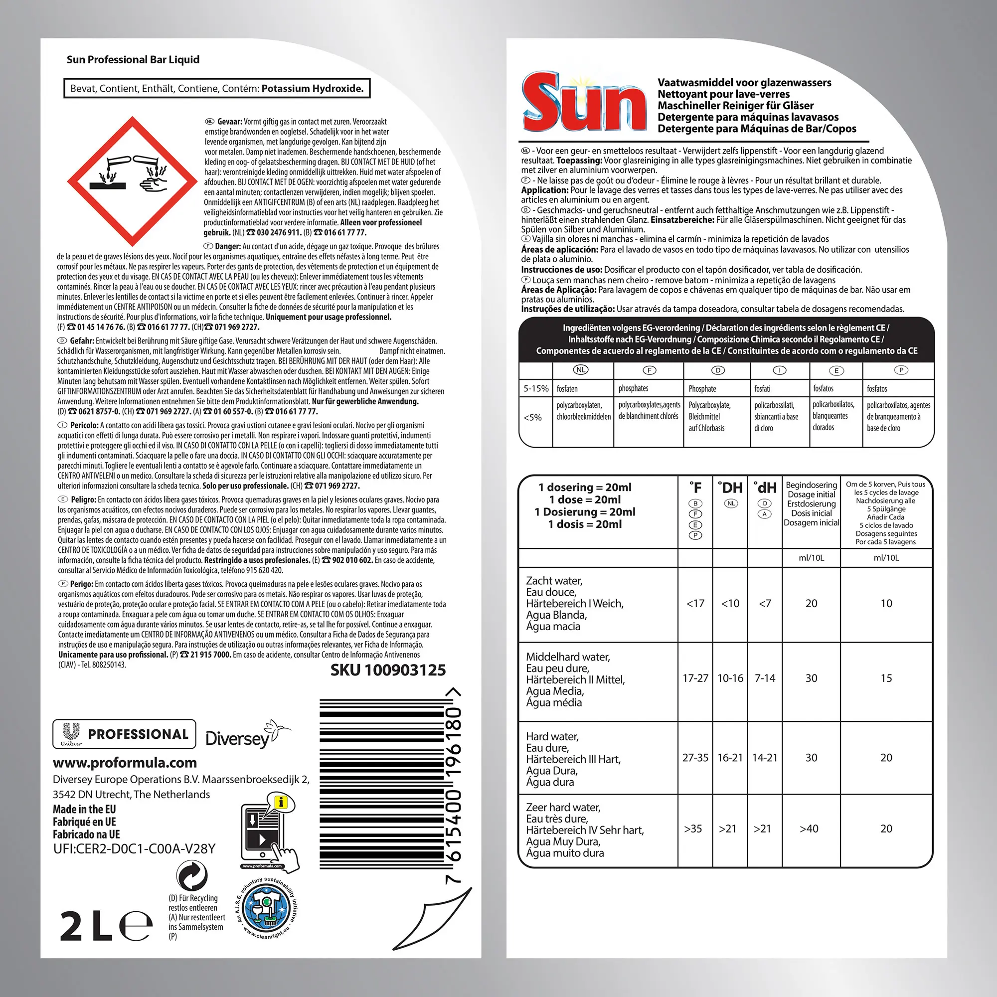 SUN Professional Maschineller Gläserreiniger 2 Liter Flasche 101106364