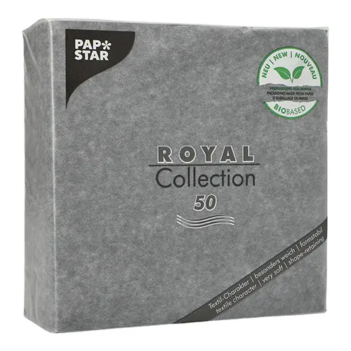 PAPSTAR Servietten "ROYAL Collection" 1/4-Falz 40 cm x 40 cm schwarz in Papierverpackung