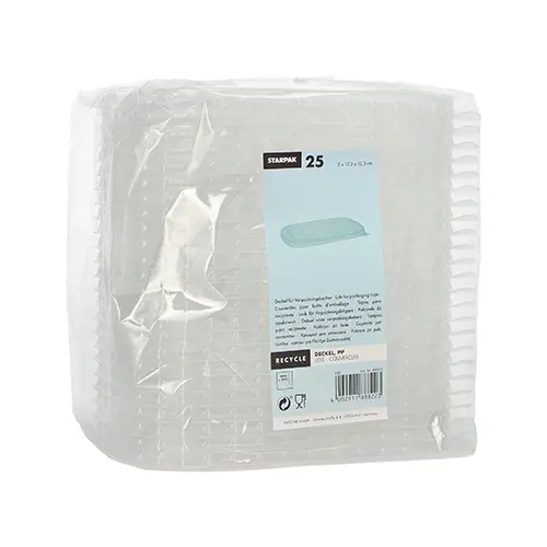 Starpak Deckel für Verpackungsbecher, PP rechteckig 1 cm x 17,3 cm x 12,3 cm transparent