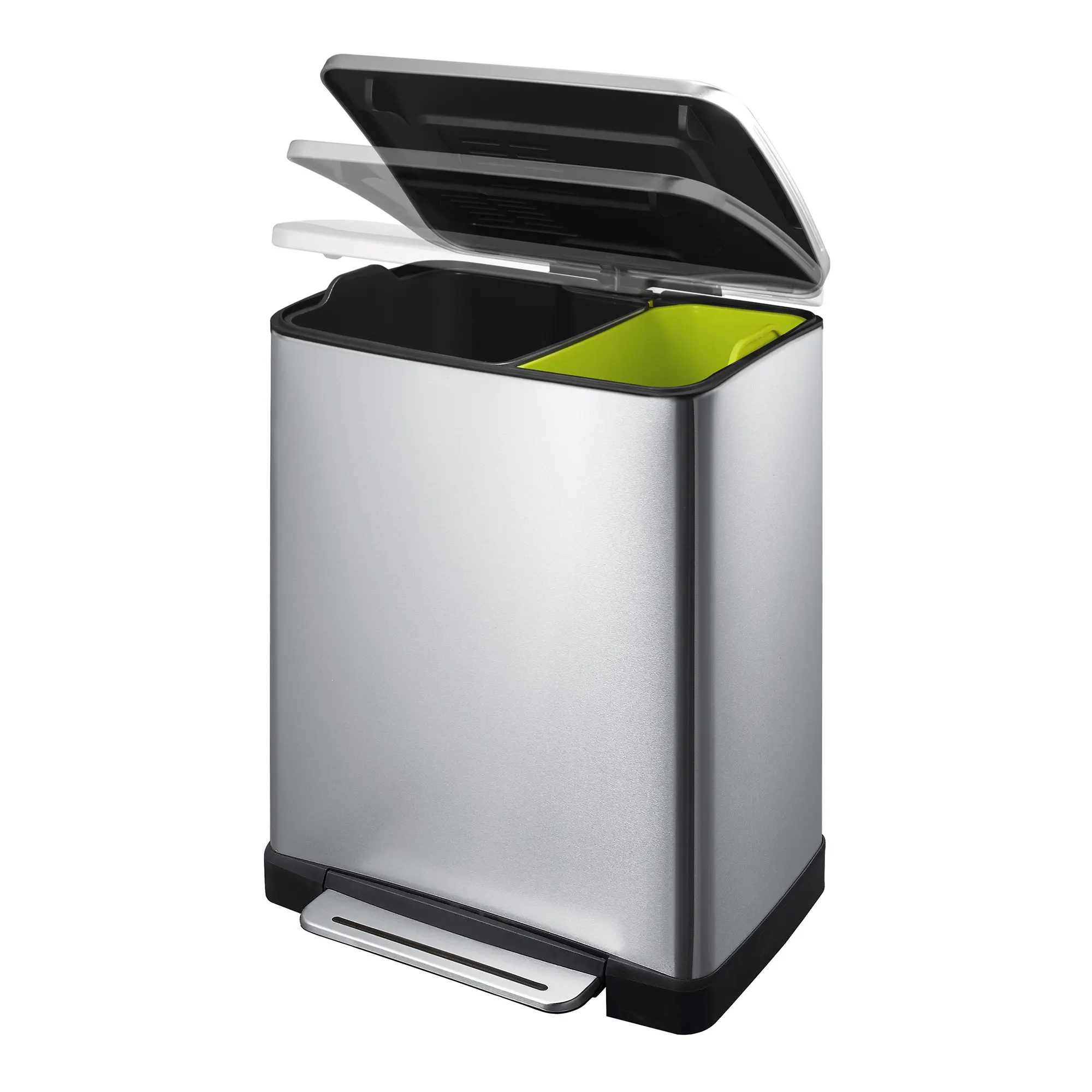 EKO E-Cube Recycling Tretmülltrenner  1x28 1x18 Liter Edelstahl matt,  2-fach-Küchen-Abfalleimer 31650248