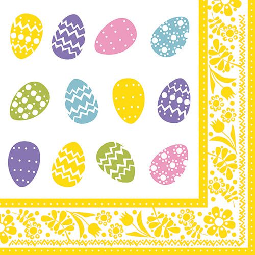 PAPSTAR Servietten, 3-lagig 1/4-Falz 40 cm x 40 cm "Coloured Eggs"