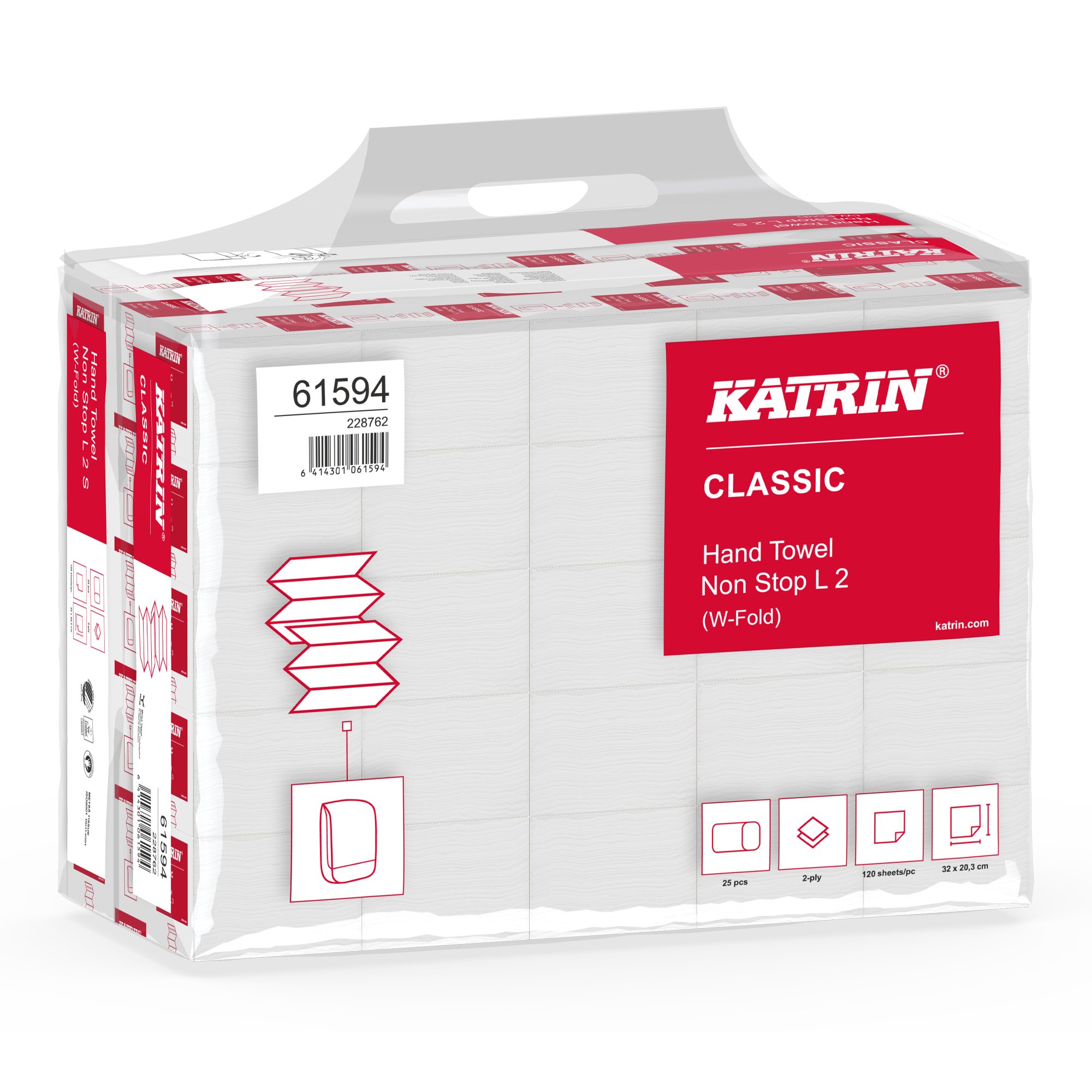 2-lagig, Tissue, Classic W-Falz, Katrin 61594 L2 Papierhandtücher