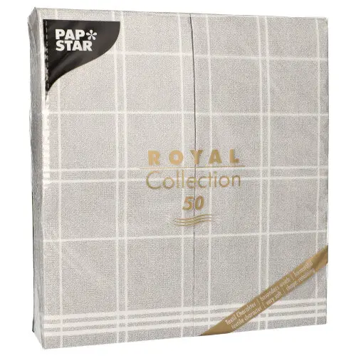 PAPSTAR Servietten "ROYAL Collection" 1/6-Falz 48 cm x 33 cm grau "Kitchen Craft"