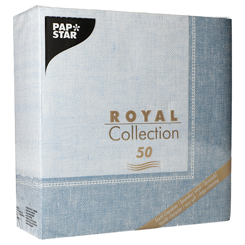 PAPSTAR Servietten "ROYAL Collection" 1/4-Falz 40 cm x 40 cm arktikblau "Linum"