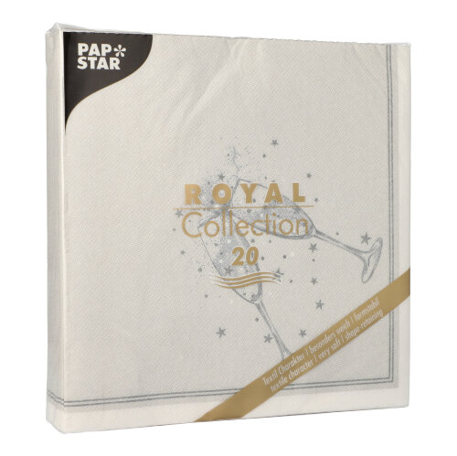 PAPSTAR Servietten "ROYAL Collection" 1/4-Falz 40 cm x 40 cm silber "Festivity"