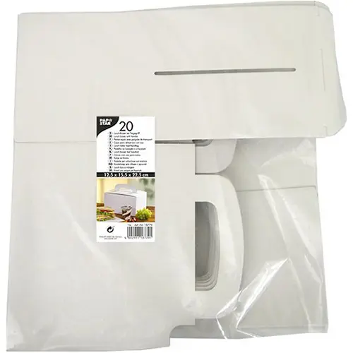 PAPSTAR Lunch-Boxen, Pappe "pure" eckig 12,5 cm x 15,5 cm x 22,5 cm weiß mit Tragegriff