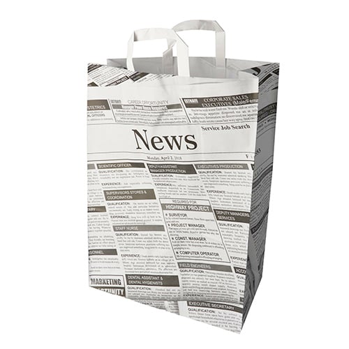 PAPSTAR Tragetaschen, Papier 44 cm x 32 cm x 17 cm "Newsprint" mit Tragegriff