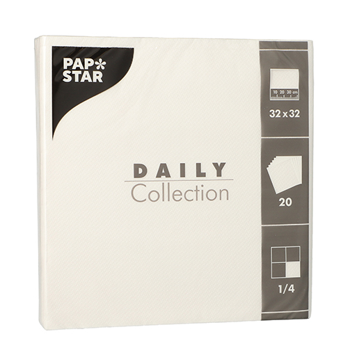PAPSTAR Servietten "DAILY Collection" 1/4-Falz 32 cm x 32 cm weiß