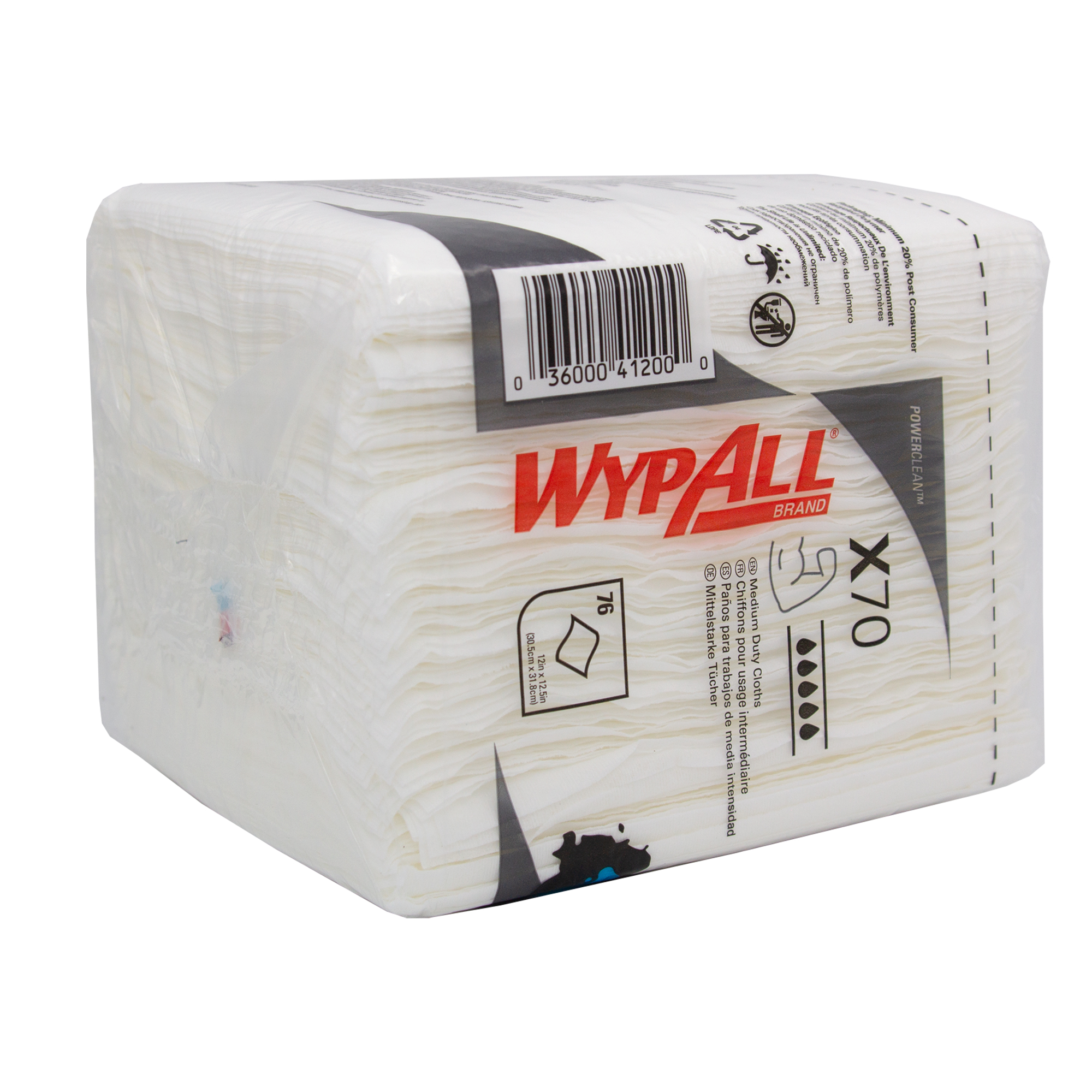 WypAll 8387 Power Clean Wischtücher X70 1/4-Falz weiß, 1-lagig, 30,5 x 31,8 cm, 912 Tücher