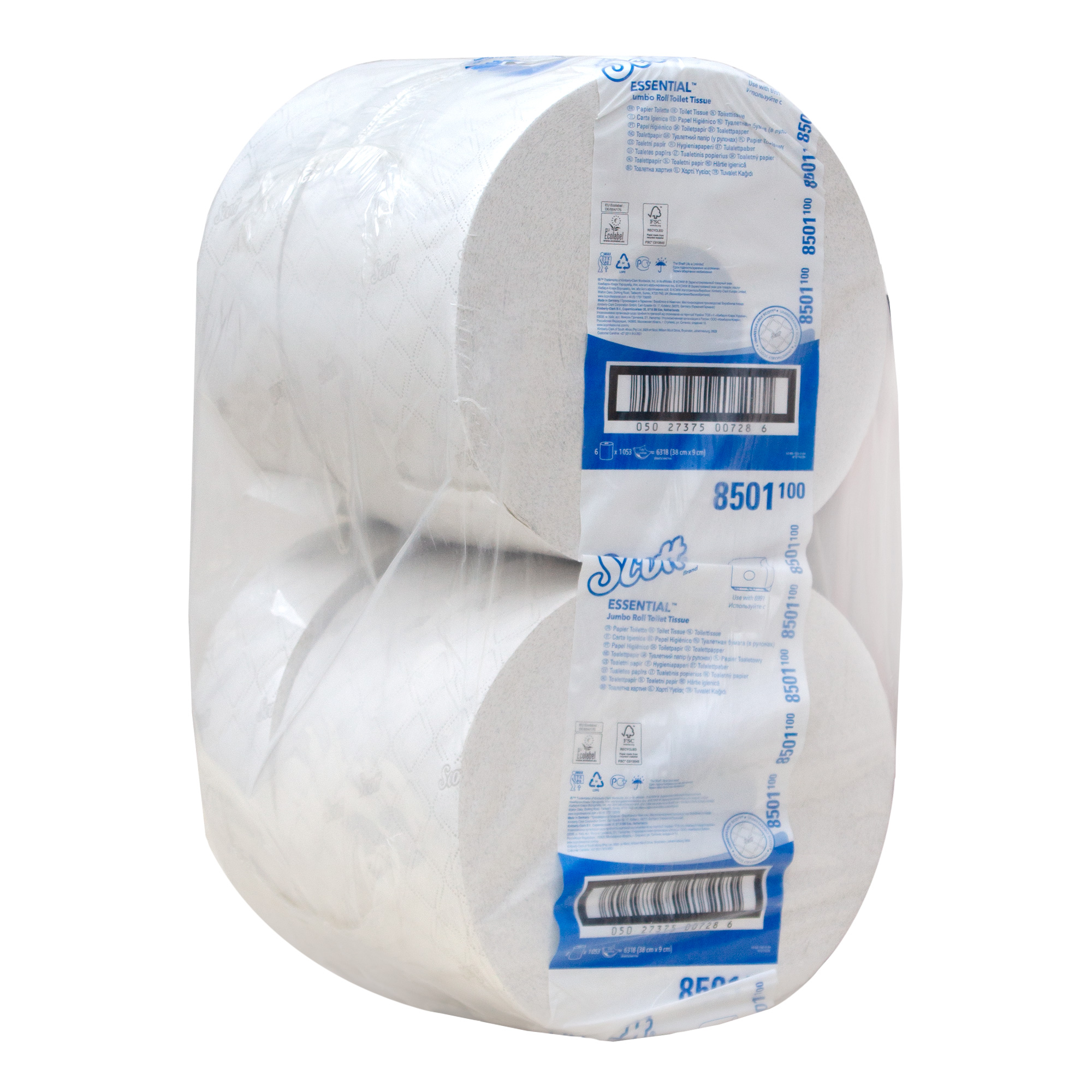 Scott Essential 8501 Toilettenpapier Jumbo Großrolle Recycling, weiß, 2-lagig, 1053 Blatt