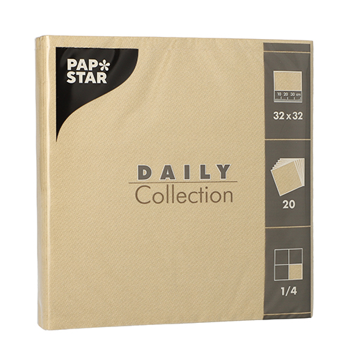 PAPSTAR Servietten "DAILY Collection" 1/4-Falz 32 cm x 32 cm sand