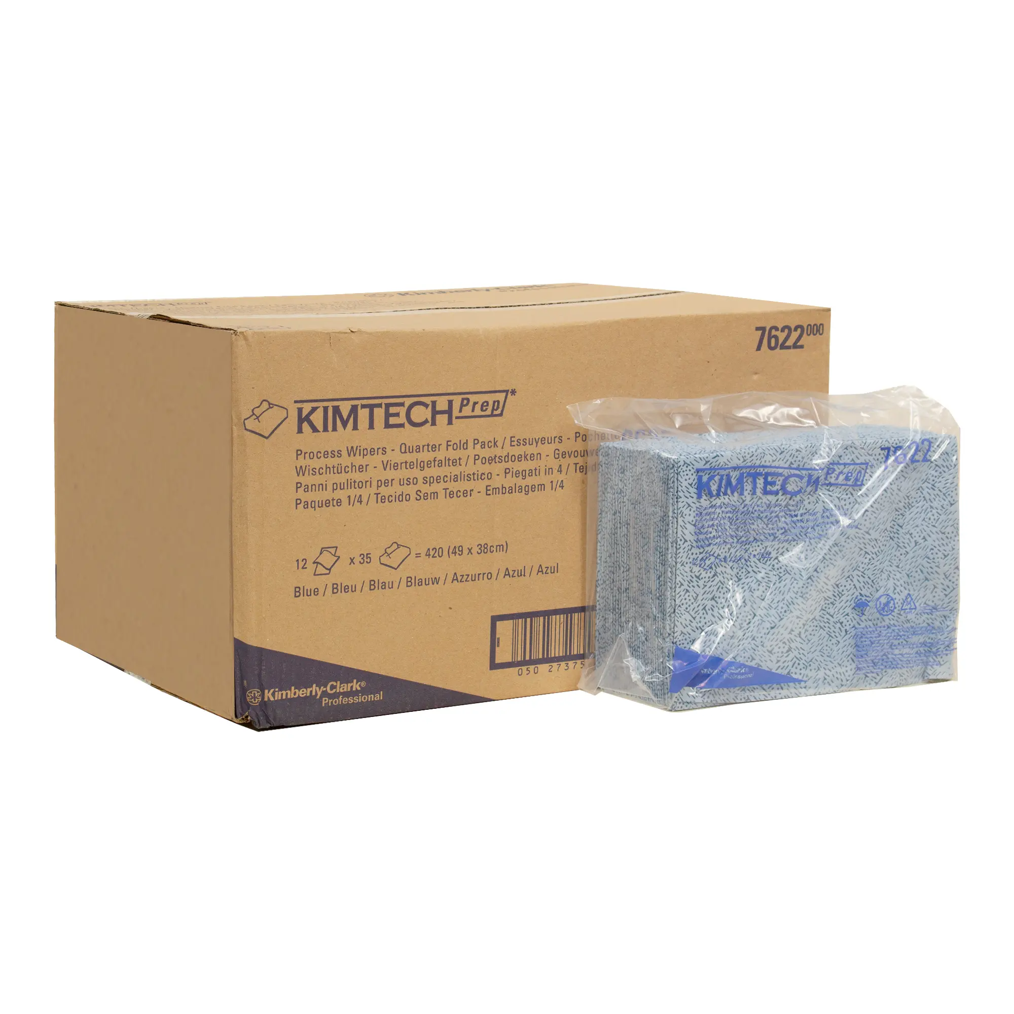 Kimtech 7622 Prozesswischtücher 1/4 Falz blau, 38,9 x 49 cm, 420 Tücher